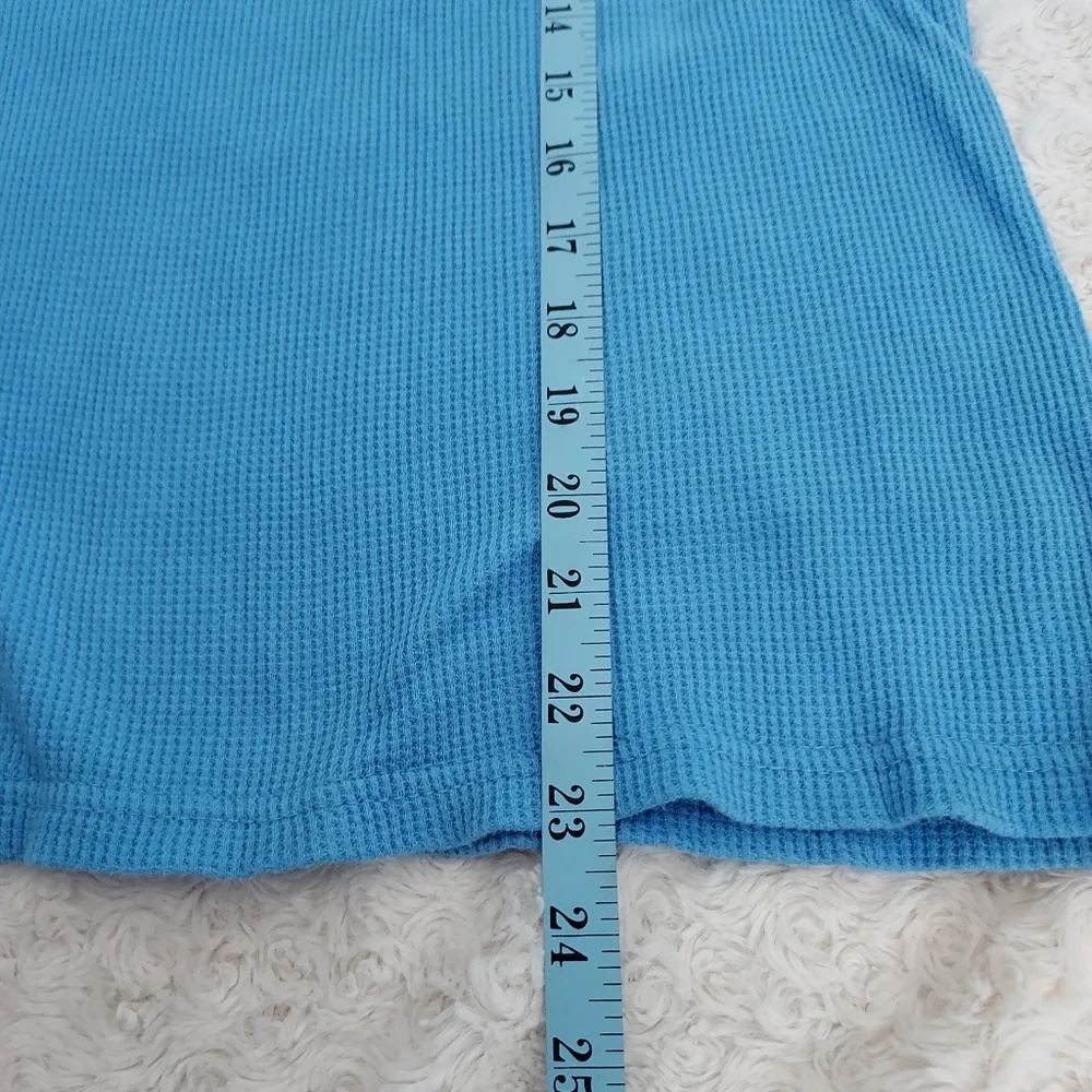 Waffle knit Light Blue thermal top Fall Winter Layering Cold Weather